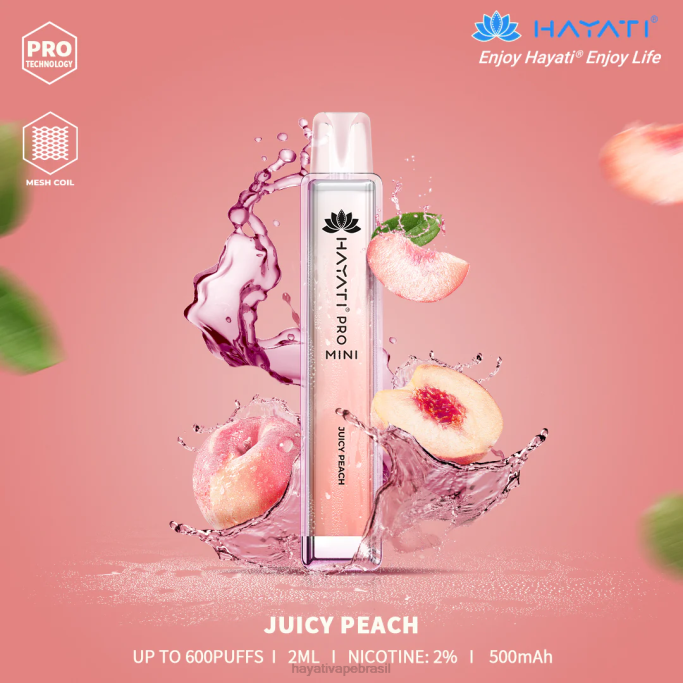 Hayati Brasília - Hayati Pro Mini descartável H0PN12 pêssego suculento