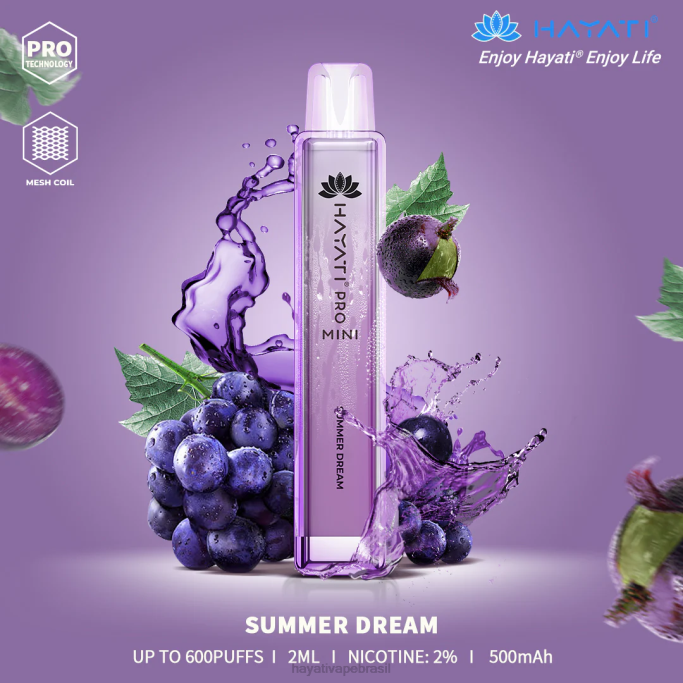 Hayati Vape Brasil - Hayati Pro Mini descartável H0PN23 sonho de verão