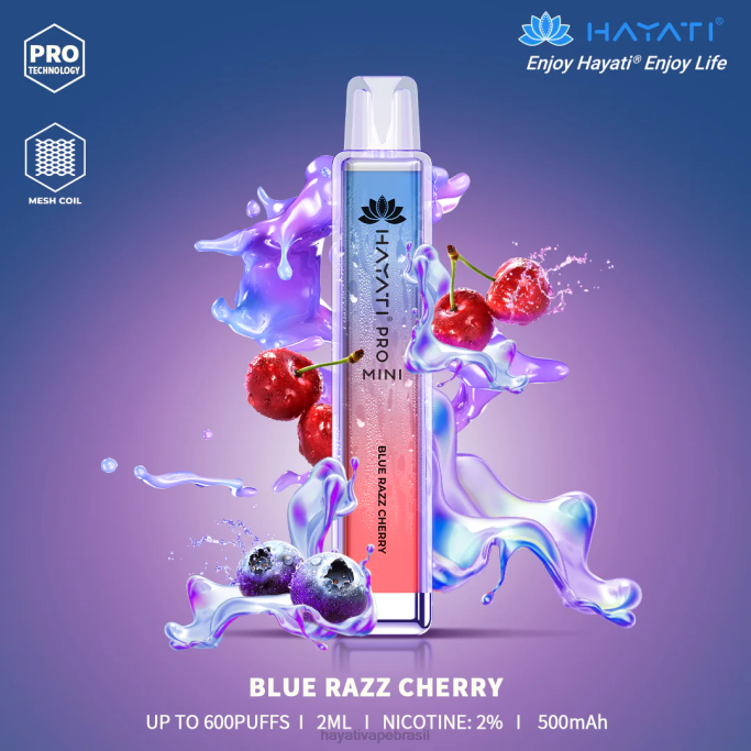 Hayati Vape Brasil - Hayati Pro Mini descartável H0PN3 cereja razz azul