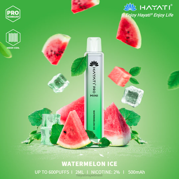 Hayati Vape Flavours - Hayati Pro Mini descartável H0PN24 gelo de melancia