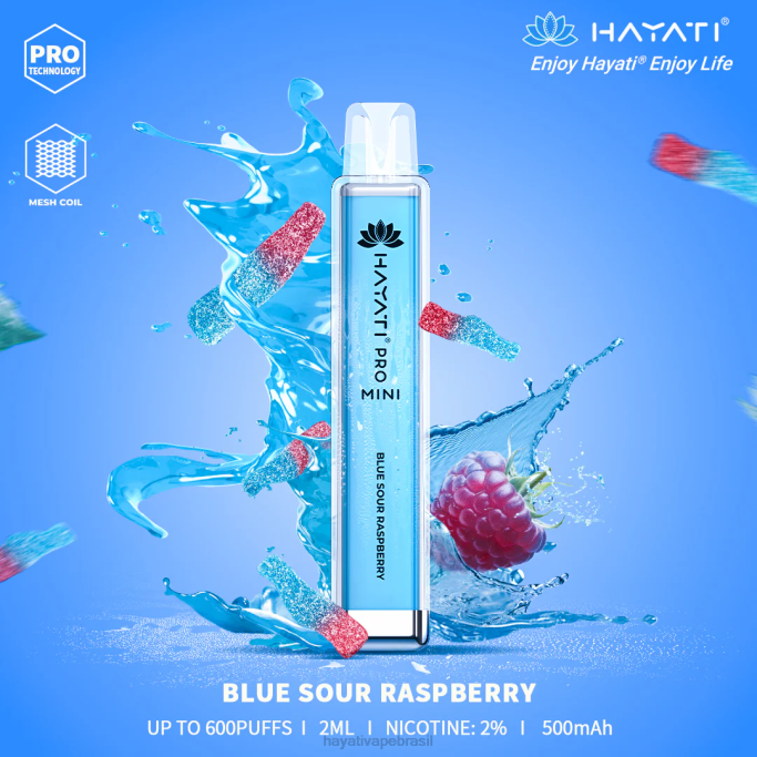 Hayati Vape Flavours - Hayati Pro Mini descartável H0PN4 framboesa azeda azul