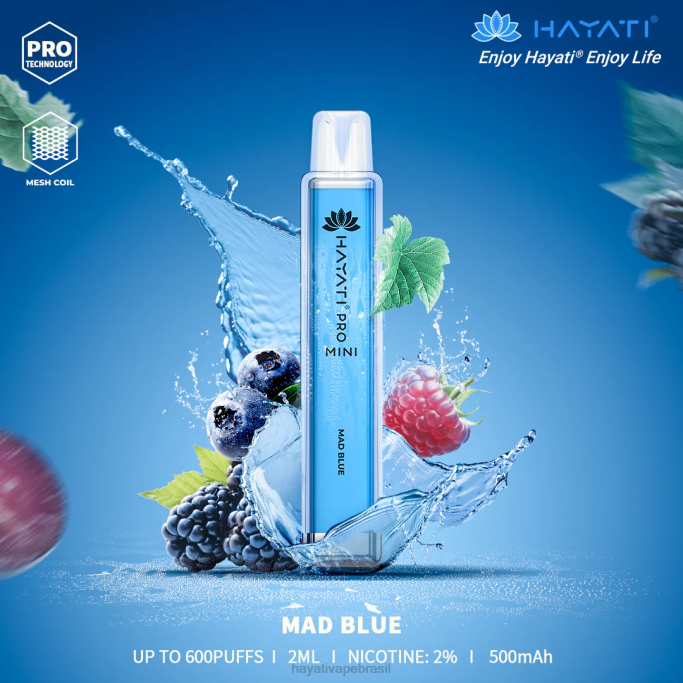 Hayati Vape Liquid - Hayati Pro Mini descartável H0PN15 azul louco