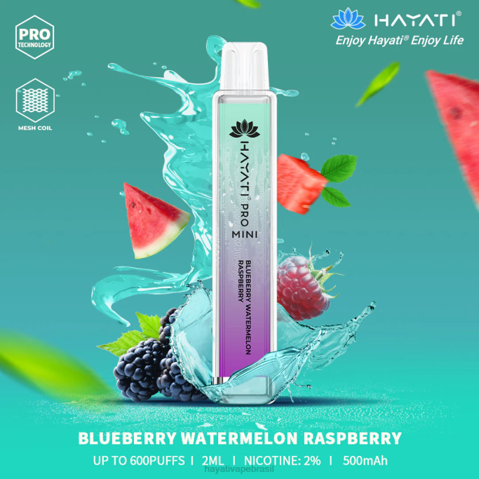 Hayati Vape Liquid - Hayati Pro Mini descartável H0PN25 mirtilo melancia framboesa
