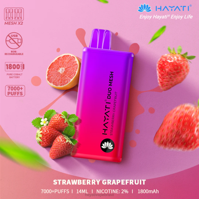 Hayati Brasil - Hayati Duo Mesh descartável H0PN191 toranja morango
