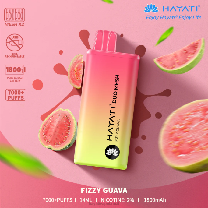 Hayati Store Brasil - Hayati Duo Mesh descartável H0PN169 goiabada com gás