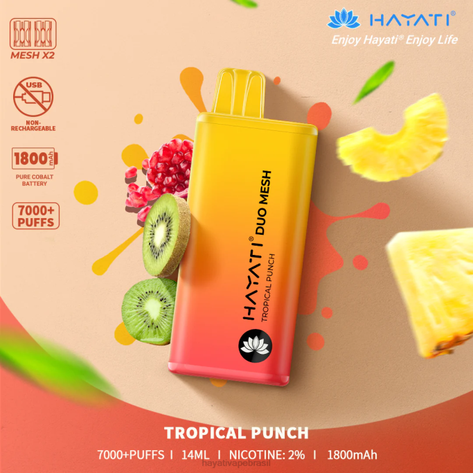 Hayati Vape Flavours - Hayati Duo Mesh descartável H0PN184 soco tropical