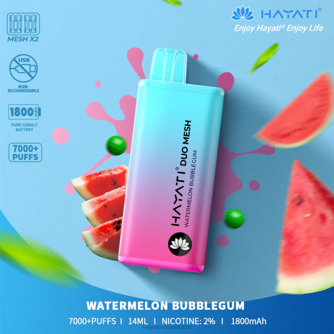 Hayati Vape Liquid - Hayati Duo Mesh descartável H0PN185 chiclete de melancia