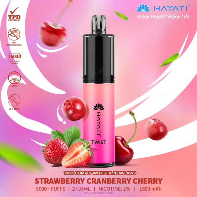 Hayati Brasil - Hayati Twist descartável H0PN81 morango cranberry cereja