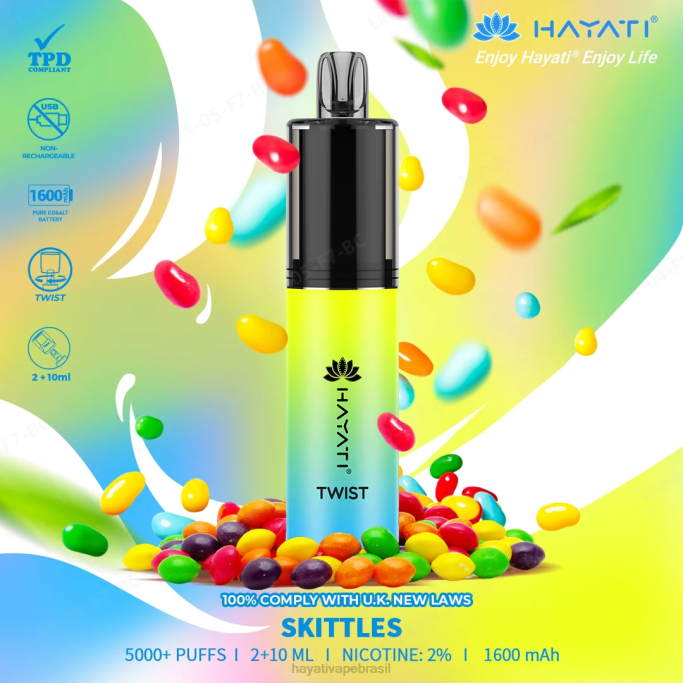 Hayati Price Brasil - Hayati Twist descartável H0PN80 skittles