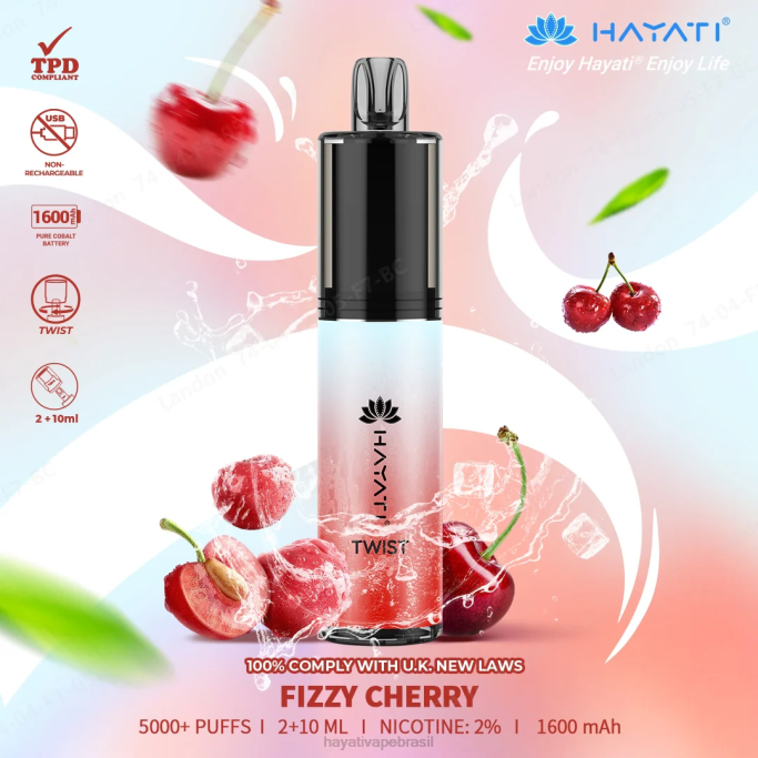 Hayati Store Brasil - Hayati Twist descartável H0PN69 cereja efervescente
