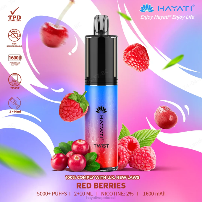 Hayati Store Brasil - Hayati Twist descartável H0PN79 frutas vermelhas
