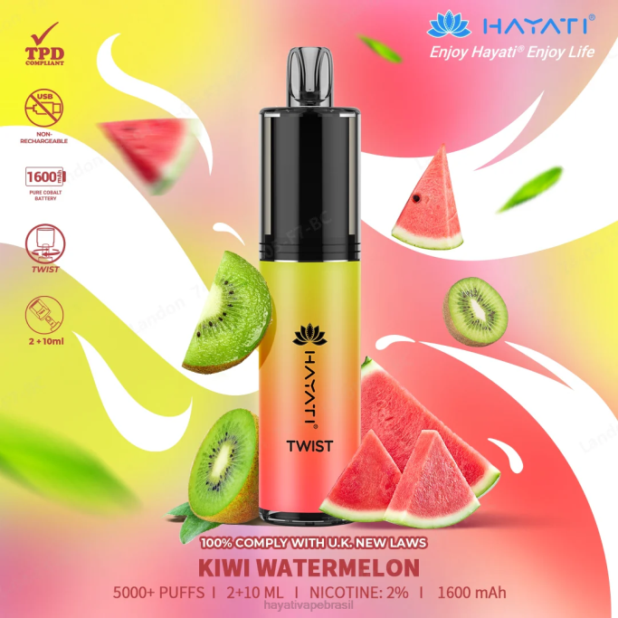 Hayati Vape Flavours - Hayati Twist descartável H0PN74 melancia kiwi