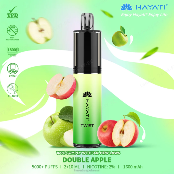 Hayati Vape Near Me - Hayati Twist descartável H0PN68 maçã dupla