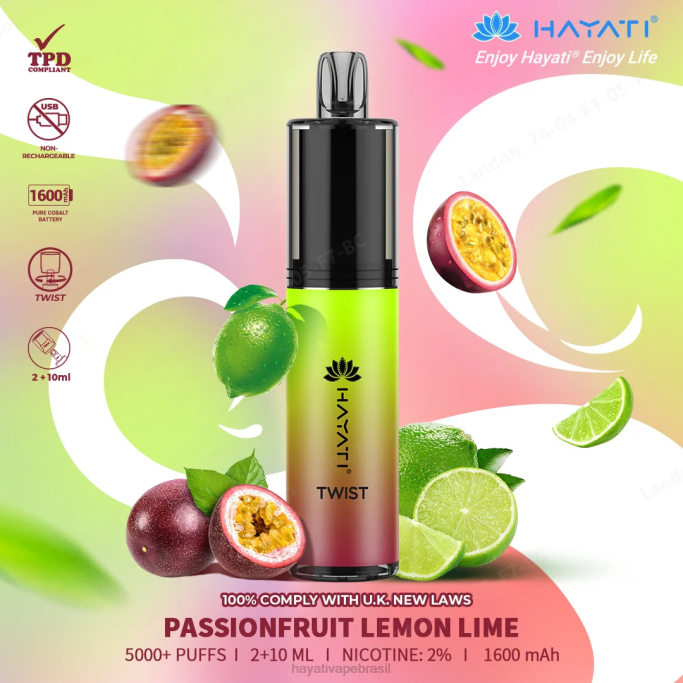 Hayati Vape Near Me - Hayati Twist descartável H0PN78 maracujá limão lima