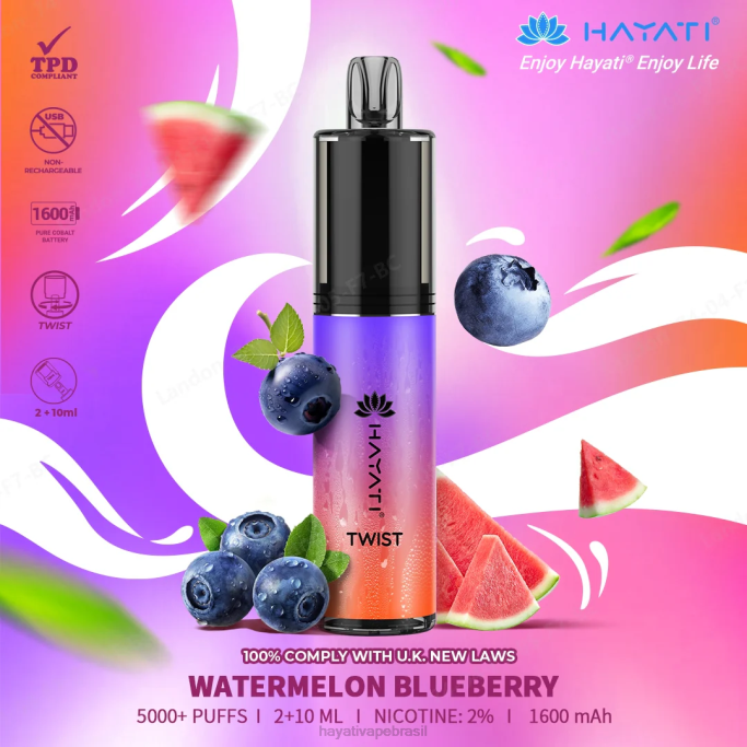 Hayati Vape Near Me - Hayati Twist descartável H0PN88 mirtilo melancia