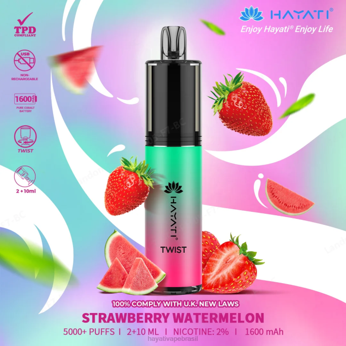 Hayati Vape Review - Hayati Twist descartável H0PN86 melancia morango