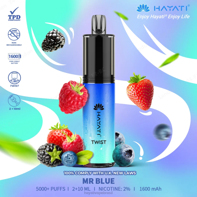 Hayati Vapes Wholesale - Hayati Twist descartável H0PN77 senhor azul