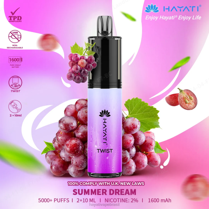 Hayati Vapes Wholesale - Hayati Twist descartável H0PN87 sonho de verão