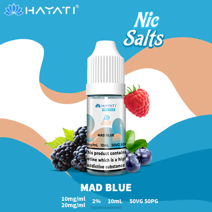 Hayati Vape Brasil - Hayati Pro Max sais de nic H0PN243 azul louco