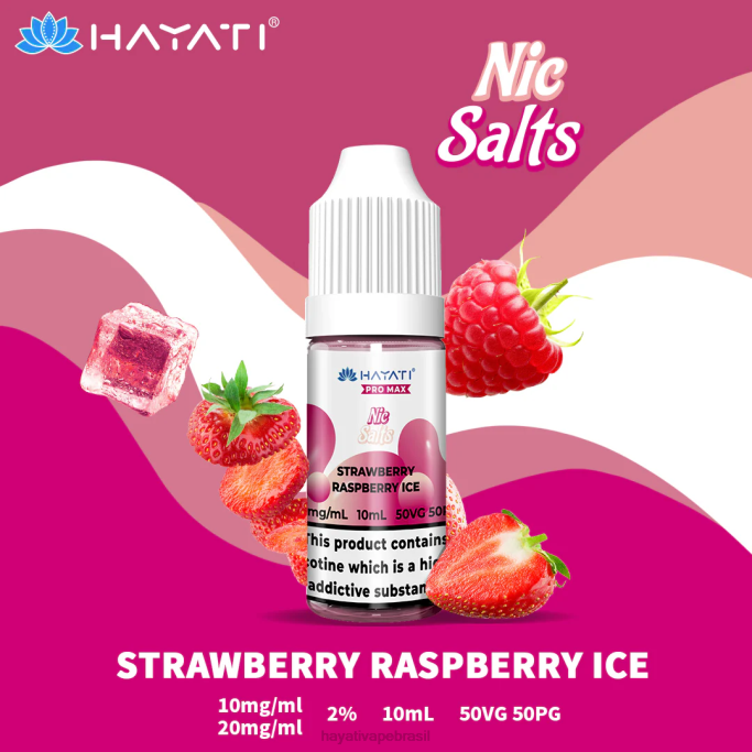 Hayati Vape Liquid - Hayati Pro Max sais de nic H0PN245 gelo de morango e framboesa