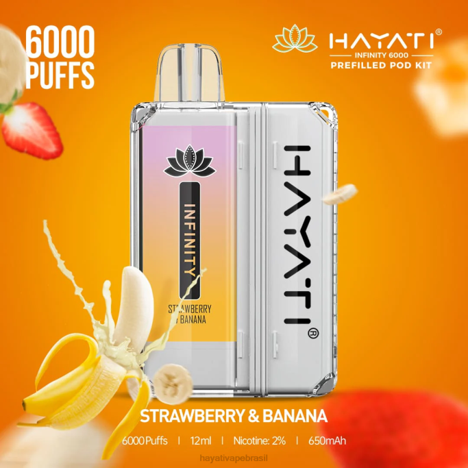 Hayati Store Brasil - Hayati Infinity 6.000 kits de cápsulas H0PN159 morango banana