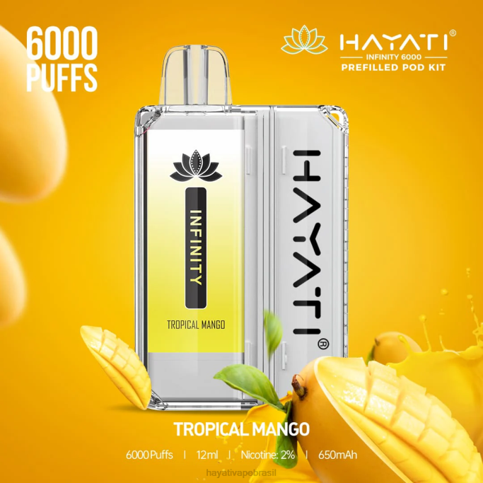 Hayati Vape Brasil - Hayati Infinity 6.000 kits de cápsulas H0PN163 manga tropical