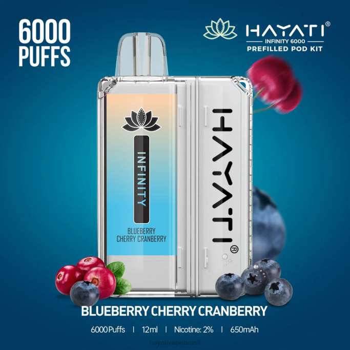 Hayati Vape Liquid - Hayati Infinity 6.000 kits de cápsulas H0PN145 mirtilo cereja cranberry