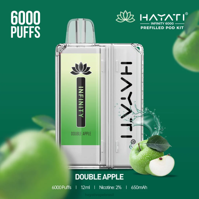 Hayati Vape Review - Hayati Infinity 6.000 kits de cápsulas H0PN146 maçã dupla