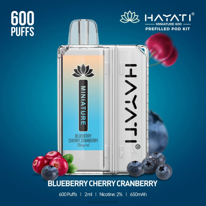 Hayati Brasil - Hayati Miniature 600 kits de cápsulas H0PN31 mirtilo cereja cranberry