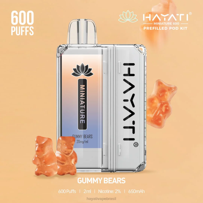 Hayati Vapes Wholesale - Hayati Miniature 600 kits de cápsulas H0PN37 ursinhos de goma