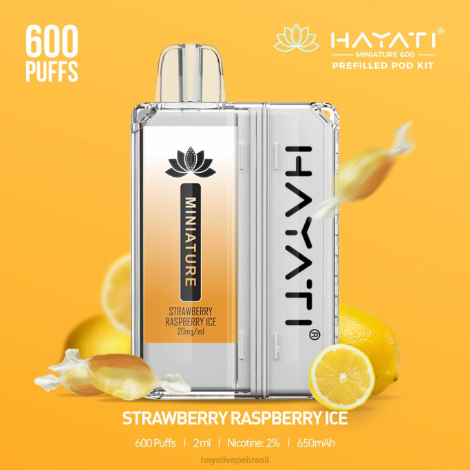 Hayati Vapes Wholesale - Hayati Miniature 600 kits de cápsulas H0PN47 gelo de morango e framboesa