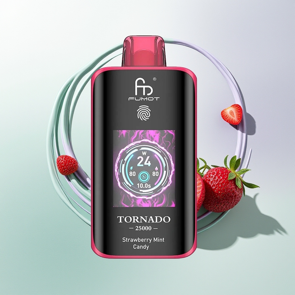 Fumot Tornado 25000 Doce de Morango com Menta e Tela HD