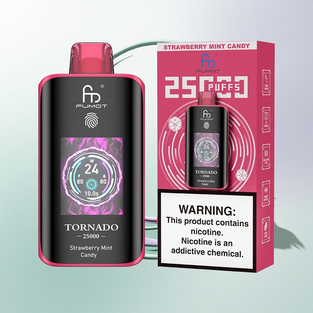 Fumot Tornado 25000 Doce de Morango com Menta e Tela HD