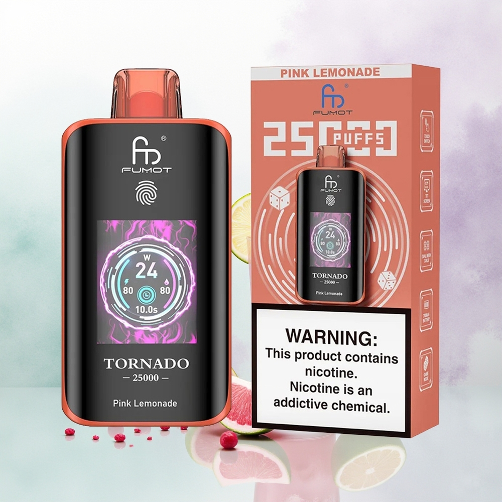 Fumot Tornado 25000 Limão Rosa com Bateria Recarregável