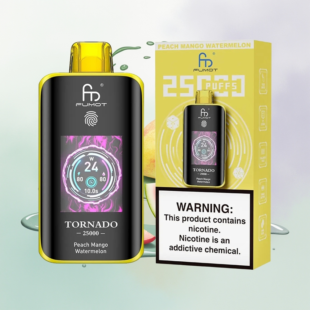Fumot Tornado 25000 Pêssego Manga Melancia com Tela HD