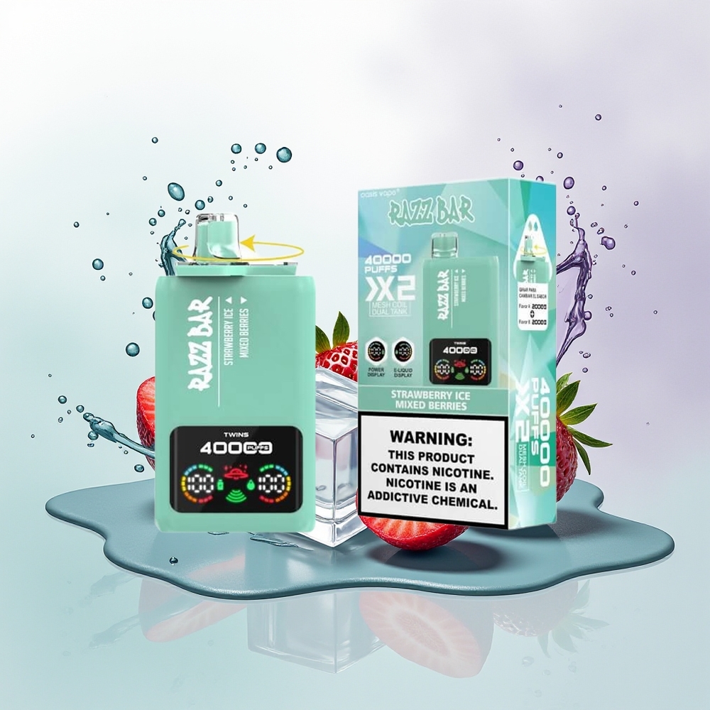 Razz Bar 40000 Morango Gelo - Frutas Vermelhas com Tela de Potência