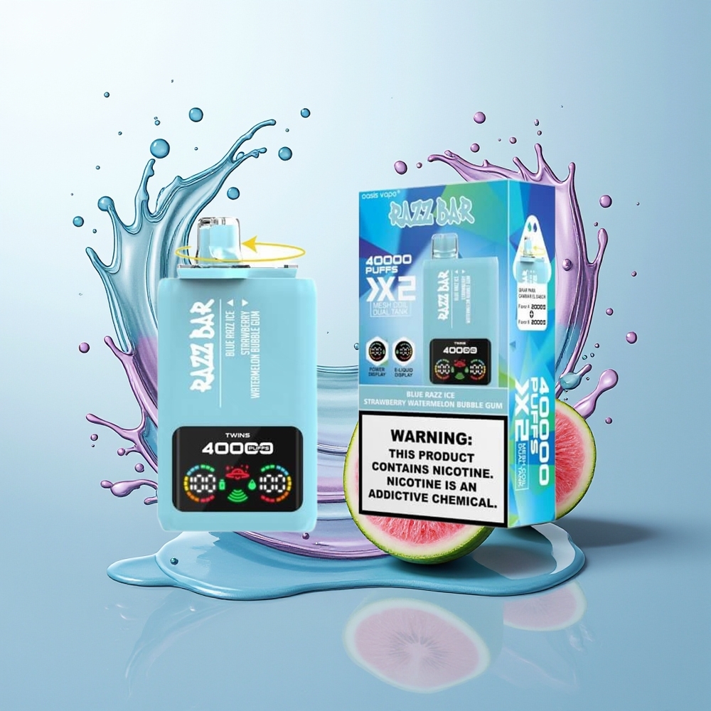 Razz Bar 40000 Morangos Silvestres Melancia Chiclete Gelo Azul com Tipo-C