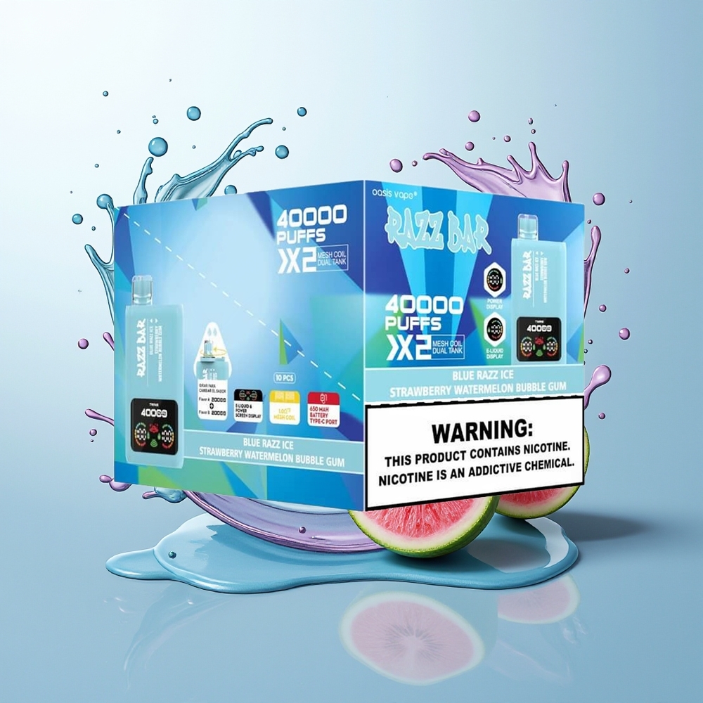 Razz Bar 40000 Morangos Silvestres Melancia Chiclete Gelo Azul com Tipo-C