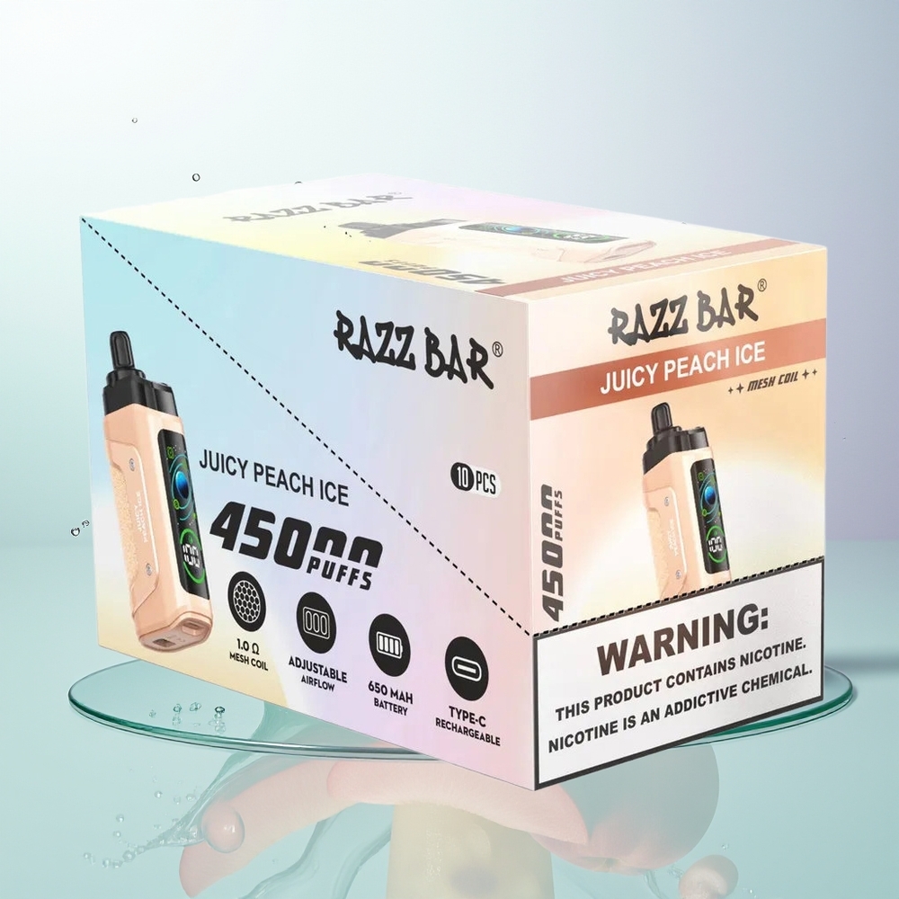 Razz Bar 45000 Pêssego Suculento Gelo com Resistência em Malha