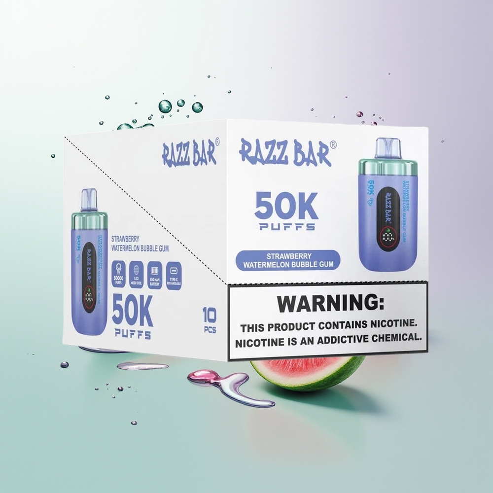 Razz Bar 50K Goma de Mascar de Morango e Melancia com 2% de Nicotina