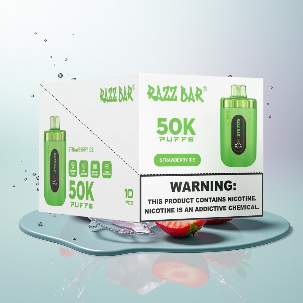 Razz Bar 50K Morango Gelo com 2% Nicotina