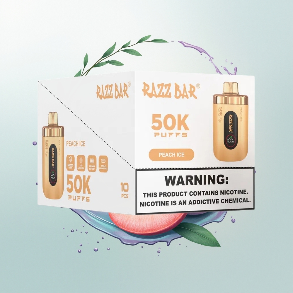 Razz Bar 50K Sorvete de Pêssego com Resistência em Malha