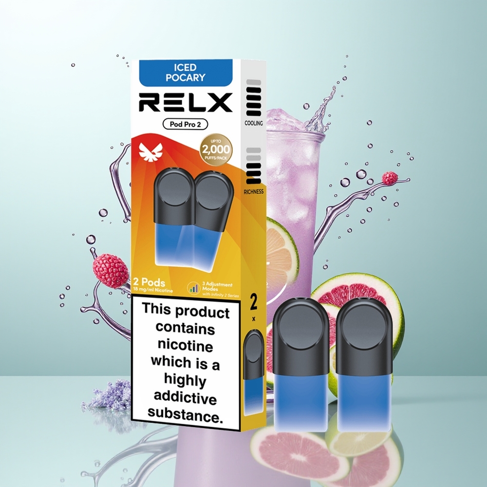 Relx Pod Pro 2 Vape Device Bebida Gelada Pocary com 1,9ml e Modos Eco, Suave e Turbo