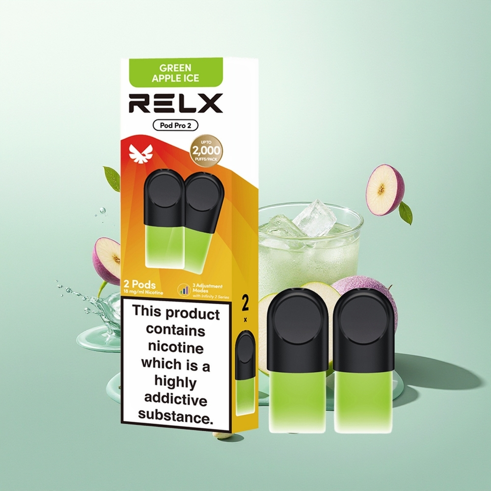 Relx Pod Pro 2 Vape Device Maçã Verde Gelada Pro 2 - 1.9ml / 3 Pods / Modo Eco (5.5W)