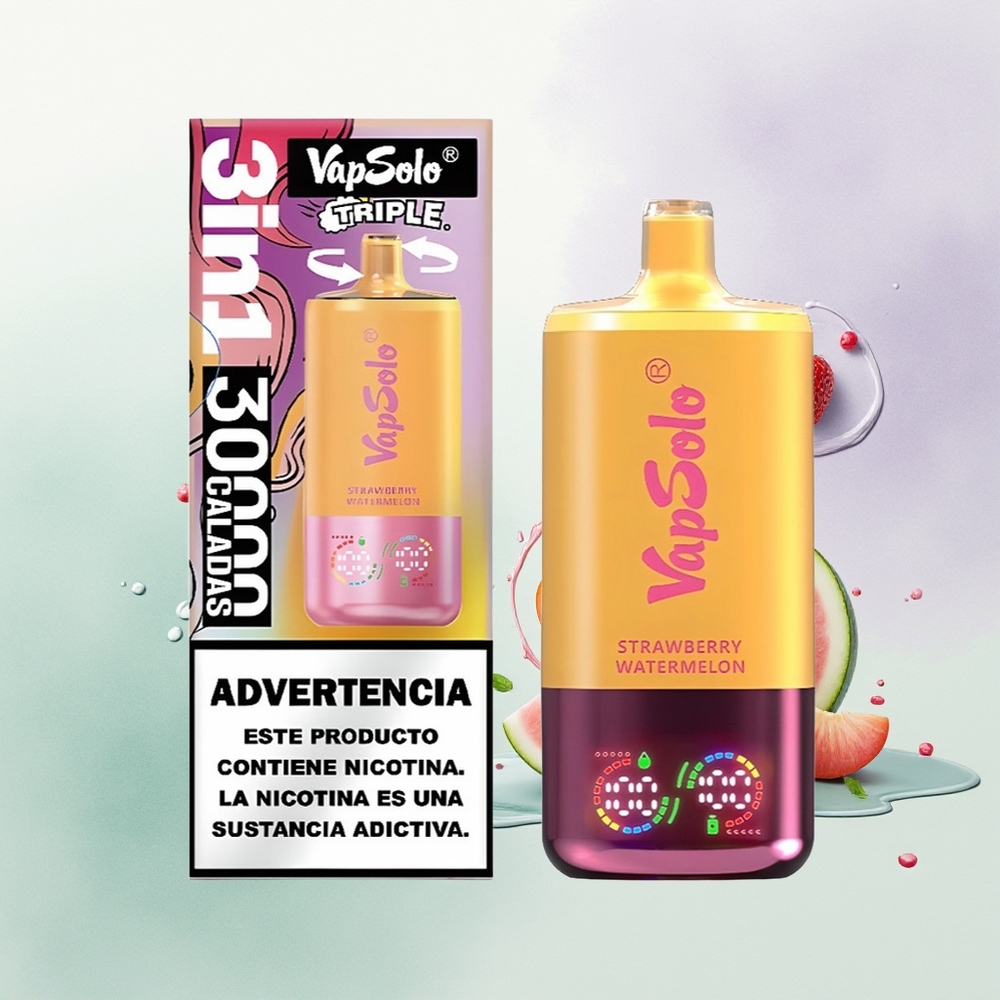 Vapsolo Triple 30000 Morango Melancia & Limão Pêssego com 40ml