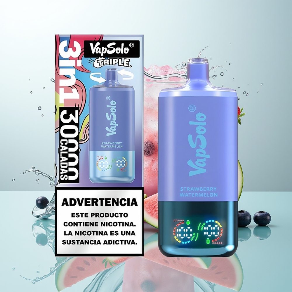 Vapsolo Triple 30000 Morango Melancia & Mirtilo Gelo com 40ml