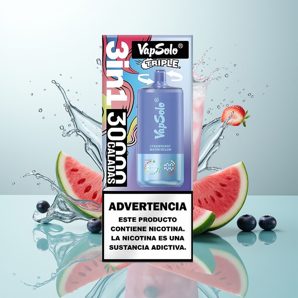 Vapsolo Triple 30000 Morango Melancia & Mirtilo Gelo com 40ml