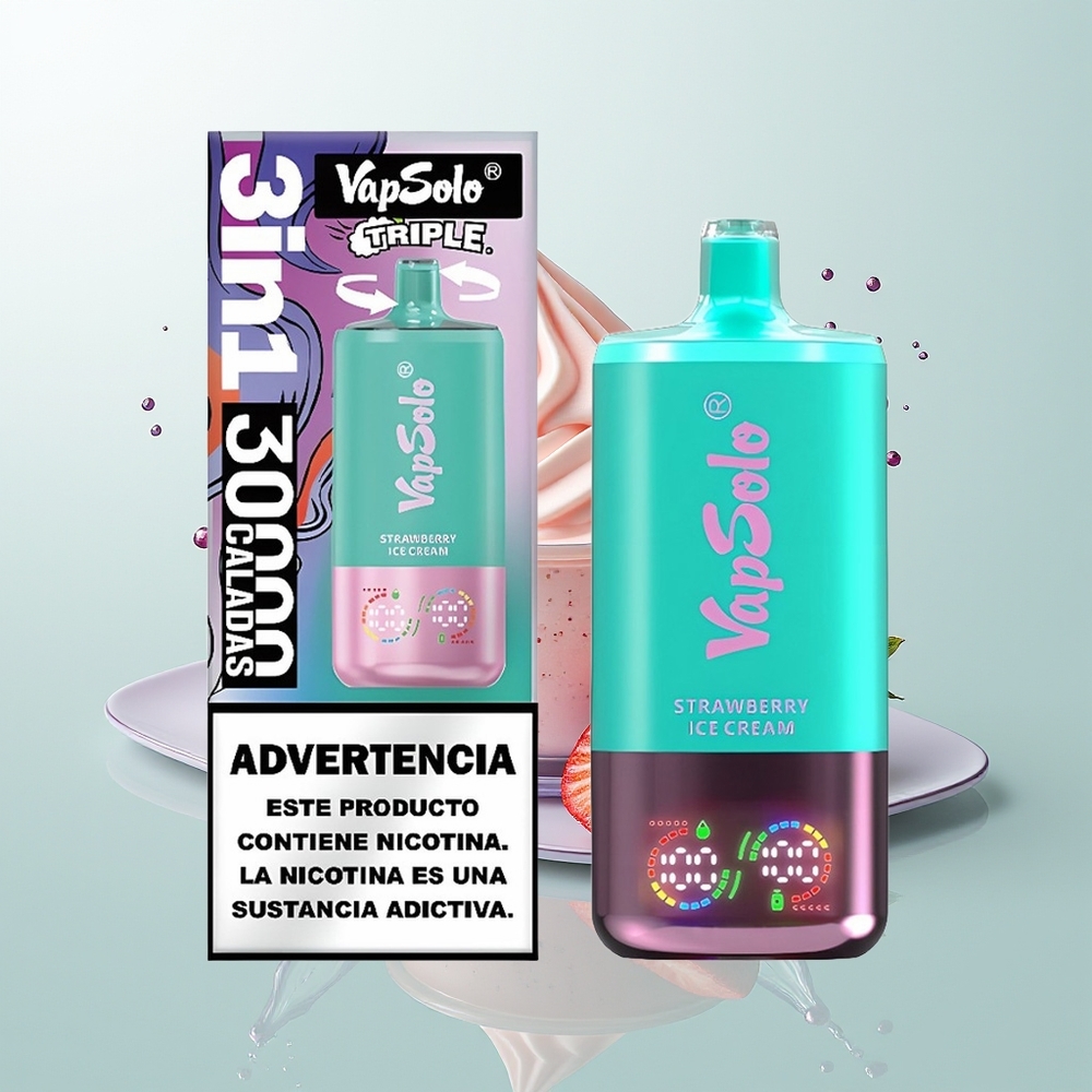 Vapsolo Triple 30000 Sorvete de Morango Tipo-C 40ml
