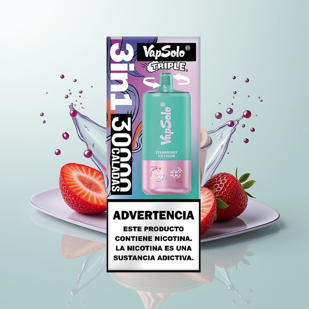 Vapsolo Triple 30000 Sorvete de Morango Tipo-C 40ml
